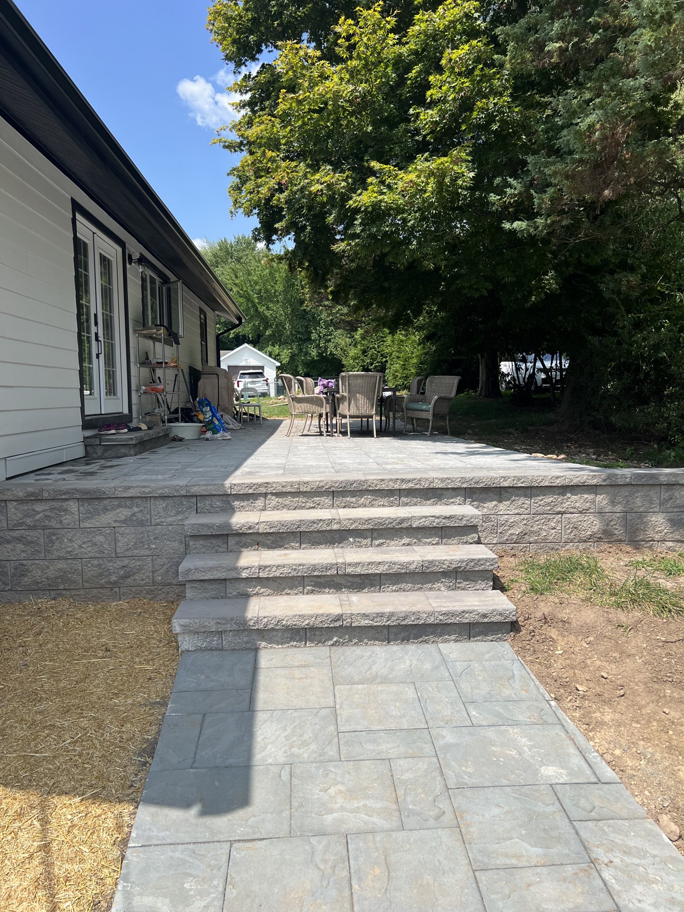 Stone home entrance and walkway